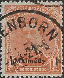 Overprint "Malmédy" on King Albert I