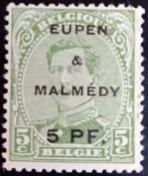 Overprint "Eupen & Malmédy" and Surcharge on King Albert I