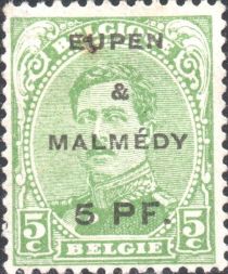 Overprint "Eupen & Malmédy" and Surcharge on King Albert I