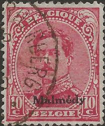 Overprint "Malmédy" on King Albert I