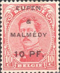 Overprint "Eupen & Malmédy" and Surcharge on King Albert I