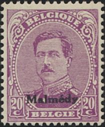 Overprint "Malmédy" on King Albert I