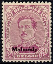 Overprint "Malmédy" on King Albert I