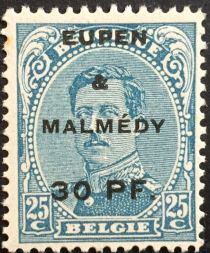 Overprint "Eupen & Malmédy" and Surcharge on King Albert I