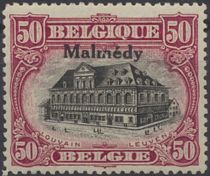 Overprint "Malmédy" on Leuven - Perf. 14