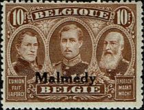 Overprint "Malmédy" on the first three Kings - Perf. 14