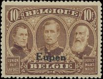 Overprint "Eupen" on the first three Kings - Perf. 14