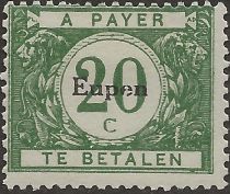 Overprint "Eupen" on Postage Due Stamp