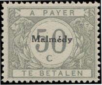 Overprint "Malmédy" on Postage Due Stamp