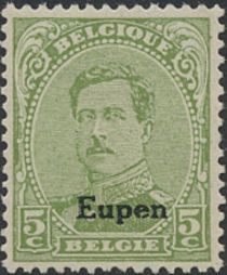 Overprint "Eupen" on King Albert I - Type I