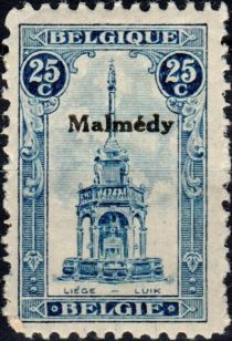 Overprint "Malmédy" on Perron Liège - Luik