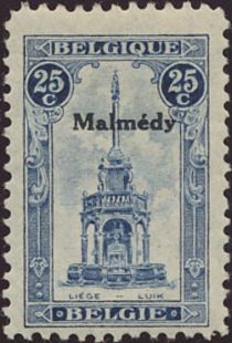 Overprint "Malmédy" on Perron Liège - Luik