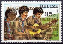 Three Scouts, One Playing Guitar - Overprinted