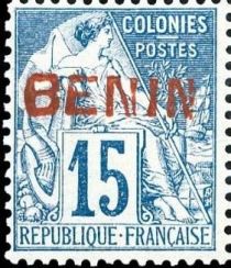 Type Alphée Dubois overprint "BENIN" in red