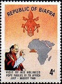 Papal coat of arms; Pope Paul VI and map of Africa