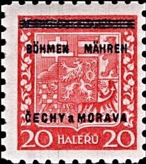 Czechoslovakian coat of arms with overprint (variety)