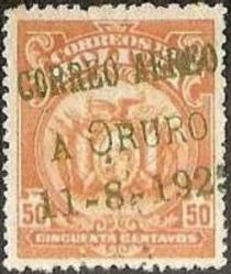 Coat of arm overprinted A ORURO