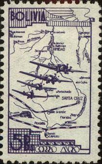 Transport Planes over Map of Bolivia