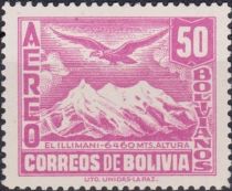 Mt. Illimani and Andean Condor (Vultur gryphus)