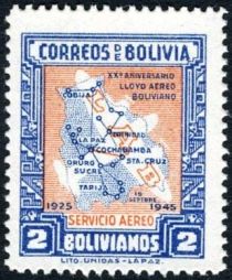 Map of Bolivian Air Lines