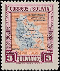 Map of Bolivian Air Lines