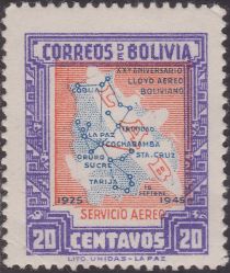 Map of Bolivian Air Lines