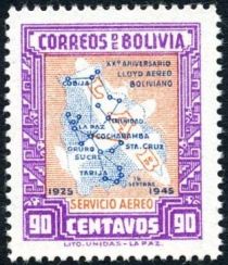 Map of Bolivian Air Lines