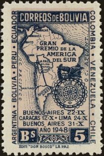 Map and Emblem of Bolivia Auto Club