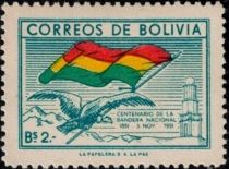 Andean Condor and flag of Bollivia