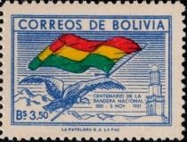 Andean Condor and flag of Bollivia