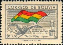 Andean Condor and flag of Bollivia