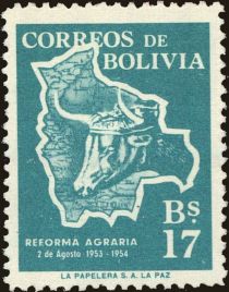 Ox inside Map of Bolivia