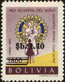 Rotary Emblem and nurse with children - surcharged