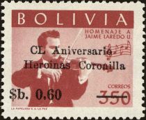 Stamps of 1960 overprint "CL Aniversario Heroinas Coronilla"