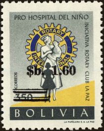 Rotary Emblem and nurse with children - surcharged