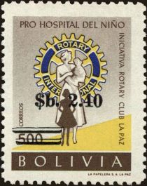 Rotary Emblem and nurse with children - surcharged