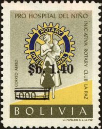 Rotary Emblem and nurse with children - surcharged