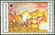 International Year of the Child - Old man, boy and mule