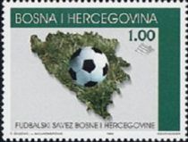 Football Ball Over Bosnia and Herzegovina