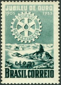 Rotary Emblem and View of Guanabara Bay in Rio de Janeiro/RJ