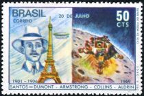 Santos Dumont, Eiffel Tower and Module Landing on Moon