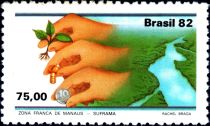 Amazon River and Hands Holding Scion, Screw and Coin