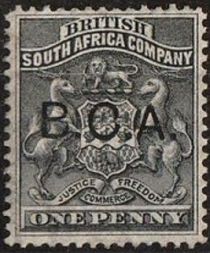 Arms of British South Africa Company - overprinted B.C.A.