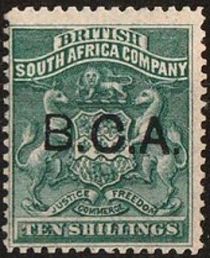 Arms of British South Africa Company - overprinted B.C.A.