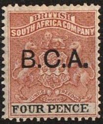 Arms of British South Africa Company - overprinted B.C.A.