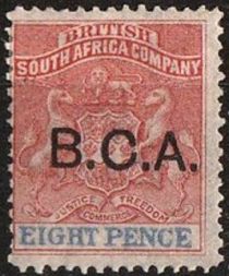 Arms of British South Africa Company - overprinted B.C.A.