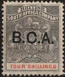 Arms of British South Africa Company - overprinted B.C.A.