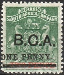 Arms of British South Africa Company - optd & surch