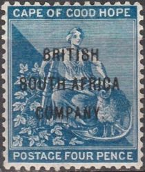 "Hope" Seated with Vine and Ram - overprinted