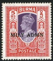 King George VI and "Nats" - overprinted MILY ADMIN